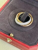 Bague Cartier Trinity en or jaune rose blanc 18 carats avec diamants pour femme, taille 50 carats – Image 13