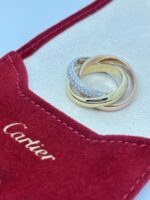 Bague Cartier Trinity en or jaune rose blanc 18 carats avec diamants pour femme, taille 50 carats – Image 15