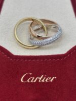 Bague Cartier Trinity en or jaune rose blanc 18 carats avec diamants pour femme, taille 50 carats – Image 17