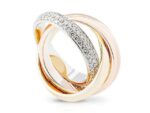Bague Cartier Trinity en or jaune rose blanc 18 carats avec diamants pour femme, taille 50 carats