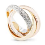 Bague Cartier Trinity en or jaune rose blanc 18 carats avec diamants pour femme, taille 50 carats