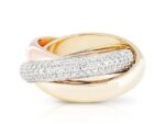 Bague Cartier Trinity en or jaune rose blanc 18 carats avec diamants pour femme, taille 50 carats – Image 3
