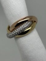 Bague Cartier Trinity en or jaune rose blanc 18 carats avec diamants pour femme, taille 50 carats – Image 4