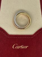 Bague Cartier Trinity en or jaune rose blanc 18 carats avec diamants pour femme, taille 50 carats – Image 7