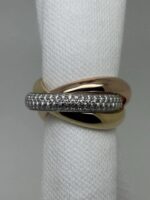 Bague Cartier Trinity en or jaune rose blanc 18 carats avec diamants pour femme, taille 50 carats – Image 8