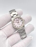 Montre Rolex Datejust 31 mm pour femme, cadran en nacre rose, lunette en diamants, boîte Oyster, 68240 – Image 11