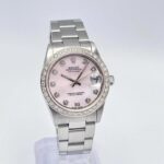 Montre Rolex Datejust 31 mm pour femme, cadran en nacre rose, lunette en diamants, boîte Oyster, 68240