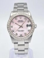 Montre Rolex Datejust 31 mm pour femme, cadran en nacre rose, lunette en diamants, boîte Oyster, 68240 – Image 3