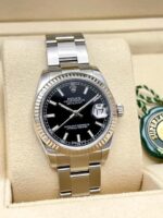 Rolex Datejust 31 mm 178274 pour femme, cadran noir bâton, boîte Oyster cannelée – Image 12