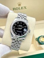 Montre Rolex Datejust 31 mm pour femme, cadran noir cannelé, 178274, boîte et papiers – Image 15