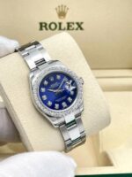Rolex Datejust Ladies 26mm 179160 Cadran Diamant Bleu et Lunette Diamant Boîte Papiers – Image 11