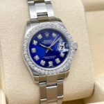 Rolex Datejust Ladies 26mm 179160 Cadran Diamant Bleu et Lunette Diamant Boîte Papiers