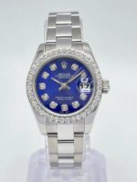 Rolex Datejust Ladies 26mm 179160 Cadran Diamant Bleu et Lunette Diamant Boîte Papiers – Image 8